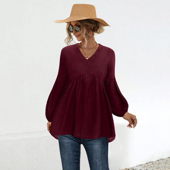 Damen Blusenshirt mit lässigem Schnitt und eleganten Knopfdetails R&B