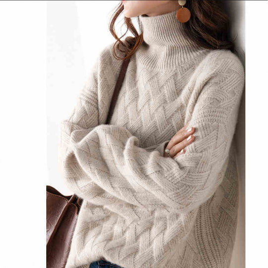 Damen Chunky Strick Rollkragenpullover R&B