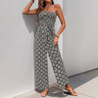 Damen Alltagsjumpsuit mit elastischem Oberteil und modischem Muster R&B