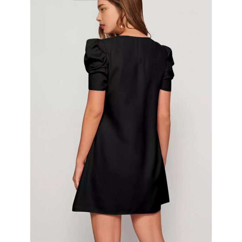 Damen Kurzärmeliges Minikleid mit Puffärmeln und A-Linie R&B