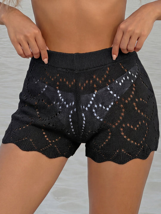 Damen luftige Häkelshorts mit Herzen R&B