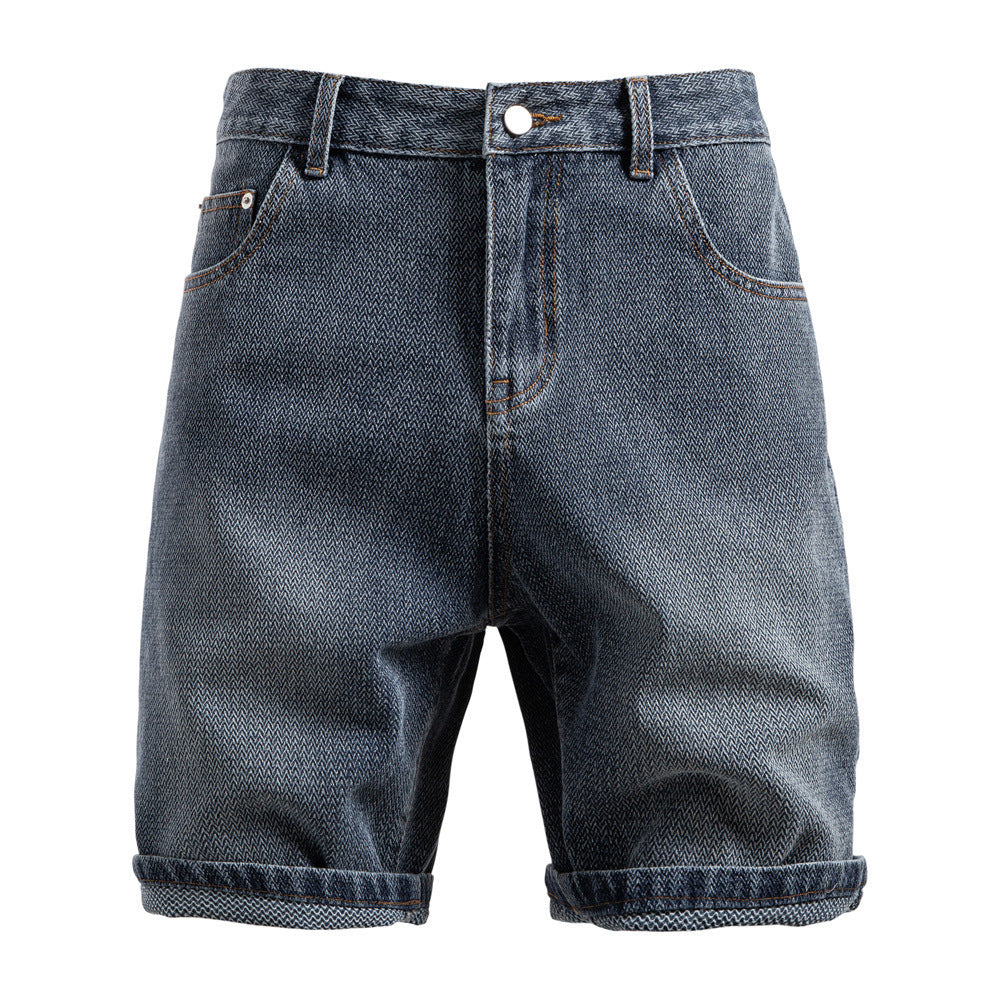 Herren nan Jeansshorts mit Umschlag, mittelhoher Bund und klassischer Taschenaufteilung R&B