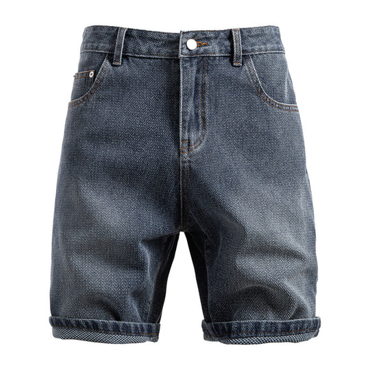 Herren nan Jeansshorts mit Umschlag, mittelhoher Bund und klassischer Taschenaufteilung R&B