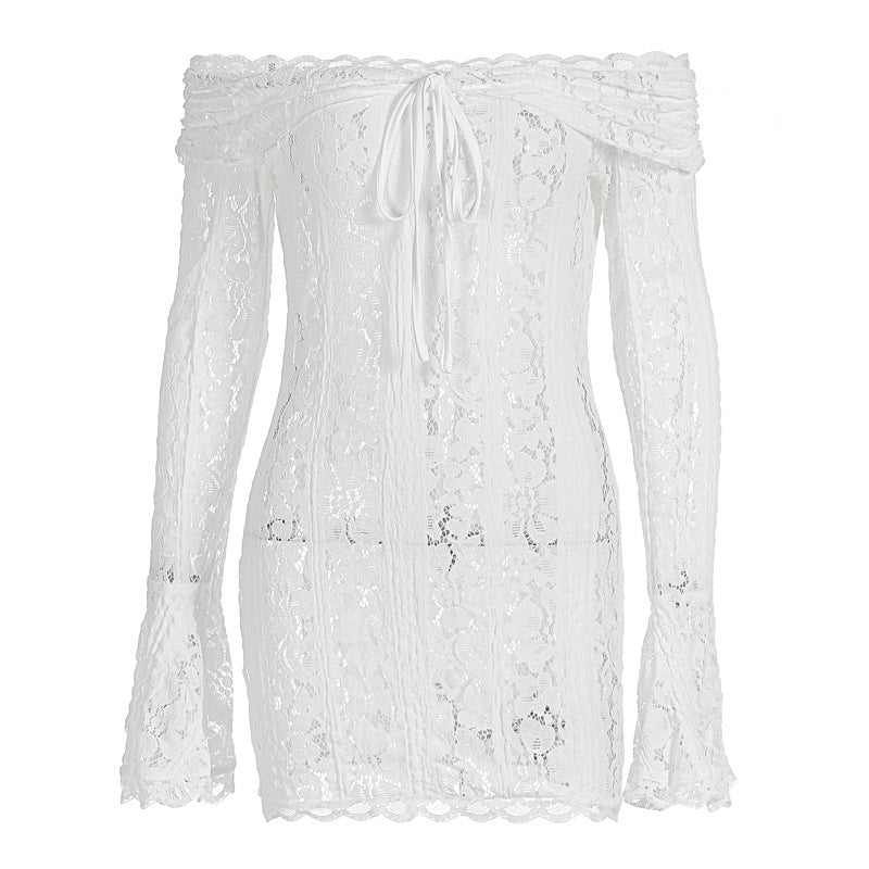 Damen Spitzenoberteil mit Off-Shoulder Design und langen Ärmeln R&B