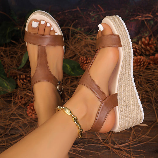 Damen Wedge-Sandalen mit luftiger Sohle und verstellbarem Riemen R&B