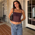 Damen Polka Dot Crop Top mit verstellbaren Trägern R&B