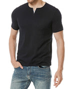 Herren Kurzarm-Henley-Shirt mit modernem Ausschnitt und bequemer Passform