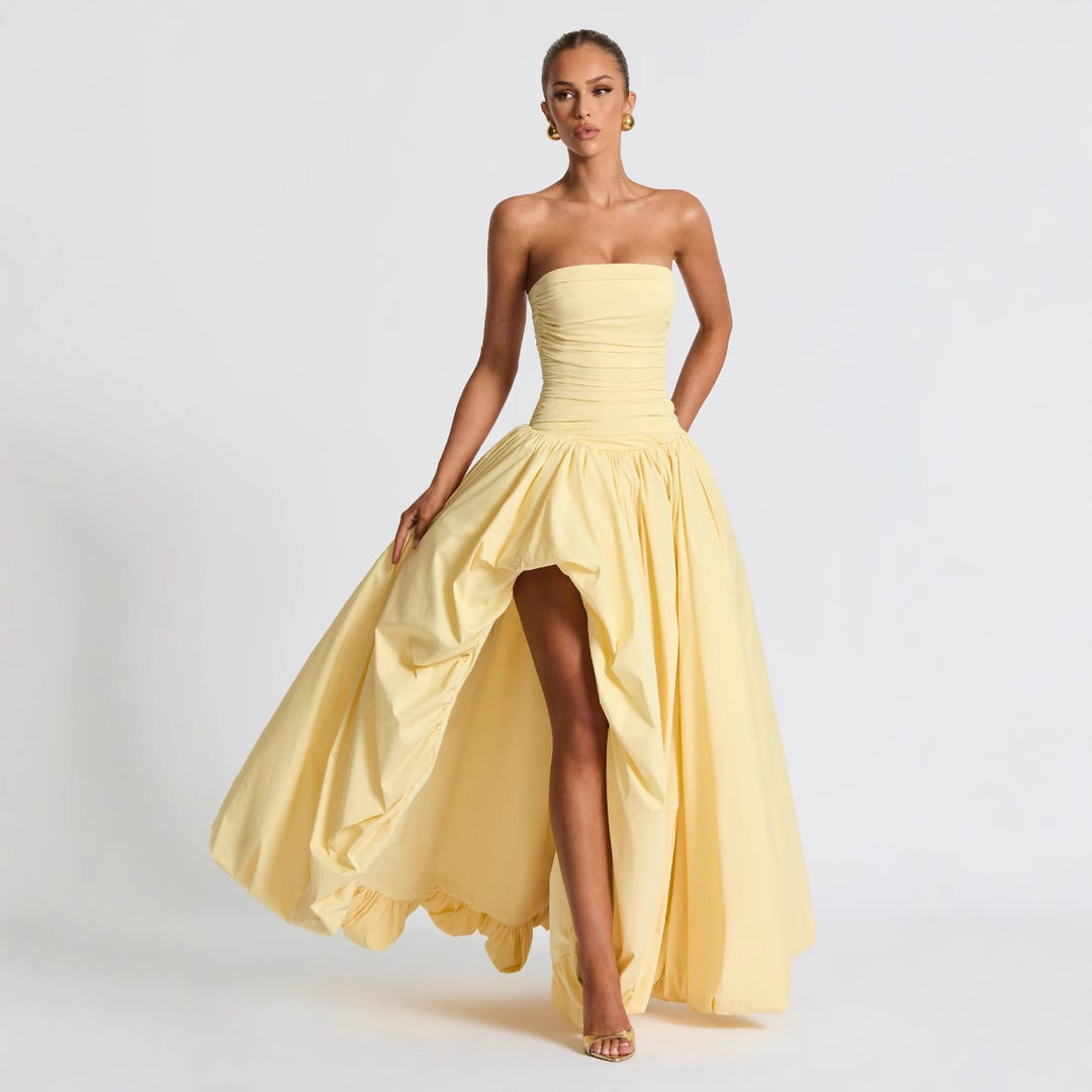 Damen Abendkleid mit figurbetontem Oberteil und asymmetrischem Rock R&B