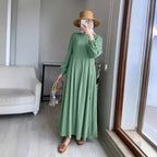 Damen Maxikleid mit strukturiertem Design und Puffärmeln R&B