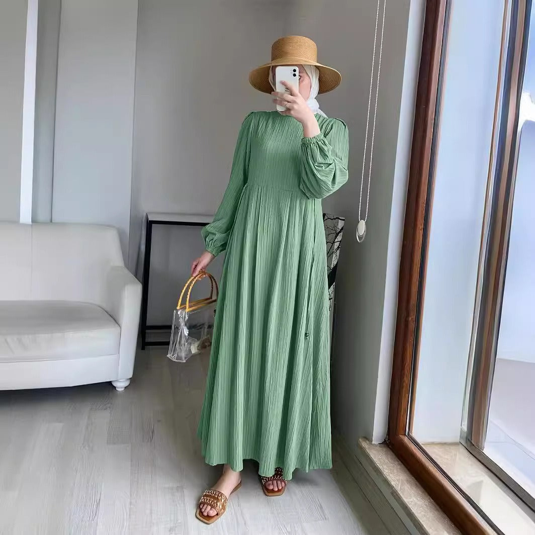 Damen Maxikleid mit strukturiertem Design und Puffärmeln R&B