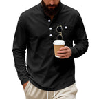 Herren nan lässiges Langarm-Henleyshirt aus Baumwollmischung mit Brusttasche R&B
