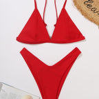 Damen Triangel-Bikini mit hochgeschnittenem Design und feinen Rippstrukturen R&B