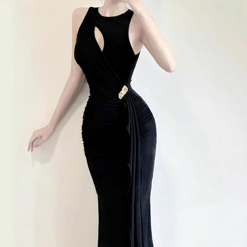 Damen figurbetontes Abendkleid mit asymmetrischem Schnitt und eleganter Drapierung R&B