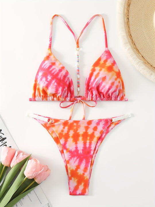 Damen Triangel-Bikini mit modischem Bindeband-Design R&B