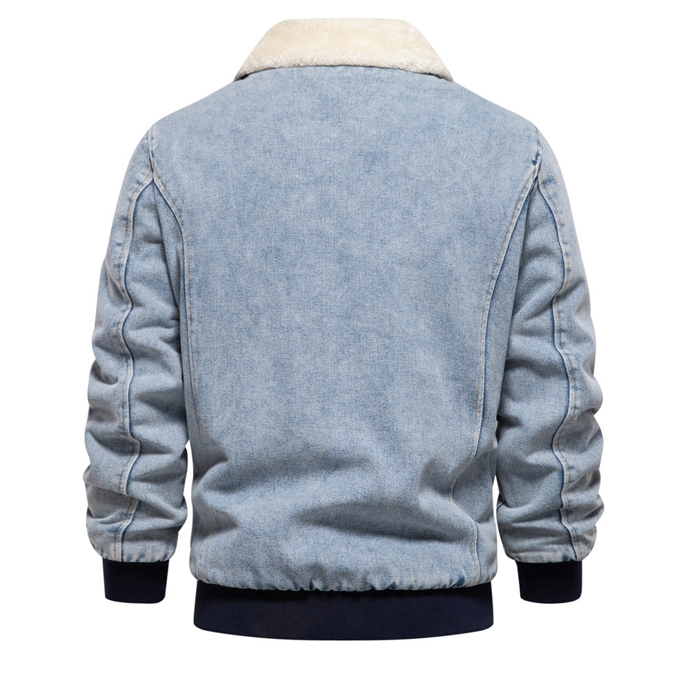 Herren Denimjacke mit warmem Fleecefutter und praktischen Taschen