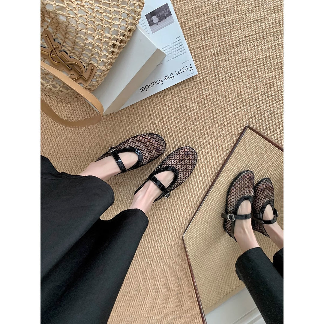 Damen Slingback-Ballerinas aus atmungsaktivem Netzmaterial mit eleganten Riemen R&B