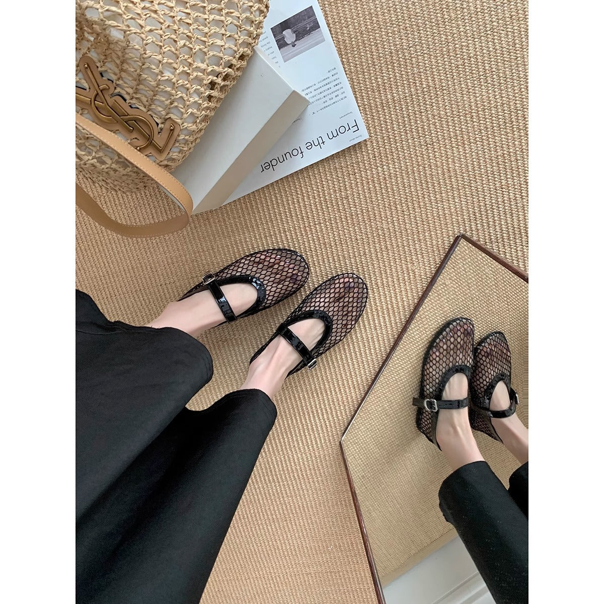 Damen Slingback-Ballerinas aus atmungsaktivem Netzmaterial mit eleganten Riemen