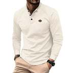 Herren Langarm-Henley-Shirt mit strukturierter Oberfläche und modischen Knopfdetails R&B