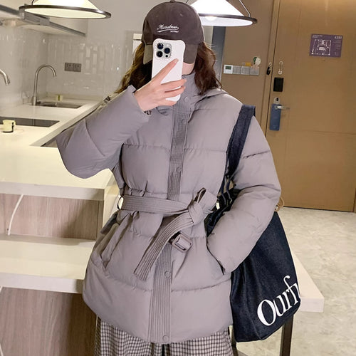 Damen klassische Pufferjacke mit hohem Kragen und praktischen Taschen R&B
