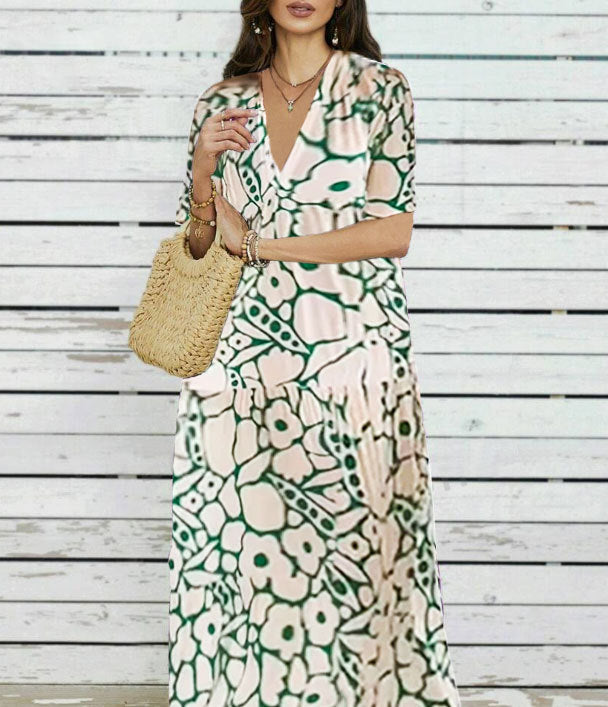 Damen Maxi-Kleid mit floralem Design und weitem Schnitt R&B