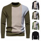 Herren Strickpullover mit modernem Farbblockdesign und hohem Kragen