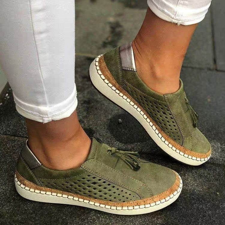 Damen Modische Slip-On Sneaker mit luftiger Lochstruktur R&B