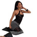 Damen Spitzen-Crop-Top mit raffiniertem Halterdesign R&B