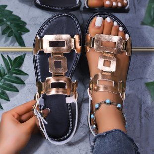 Damen Riemensandalen mit modischen geometrischen Applikationen und komfortablem Fußbett R&B