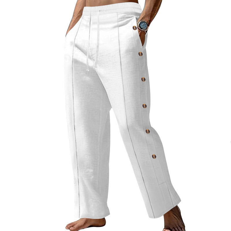 Herren elegante Sommerhose mit seitlichen Knöpfen R&B
