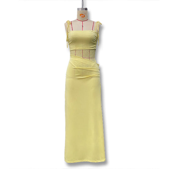 Damen Elegantes Maxikleid mit Spitzeneinsätzen und verstellbaren Trägern R&B