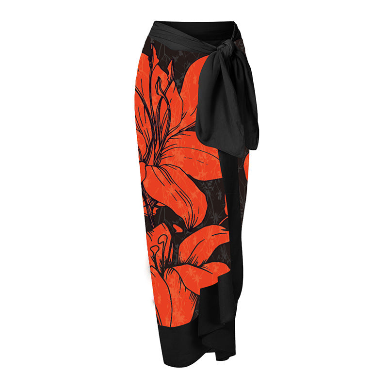 Damen Badeanzug mit asymmetrischem Schnitt und floralen Akzenten R&B