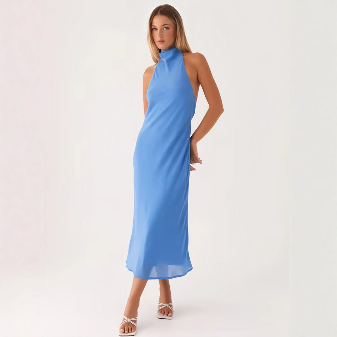 Damen elegantes Maxikleid mit halber Höhe und schmalem Schnitt R&B