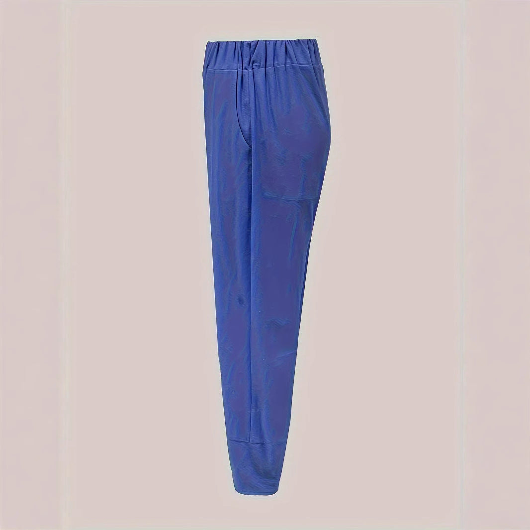Damen weite Sommerhose mit eleganten Schnittdetails und elastischem Bund R&B