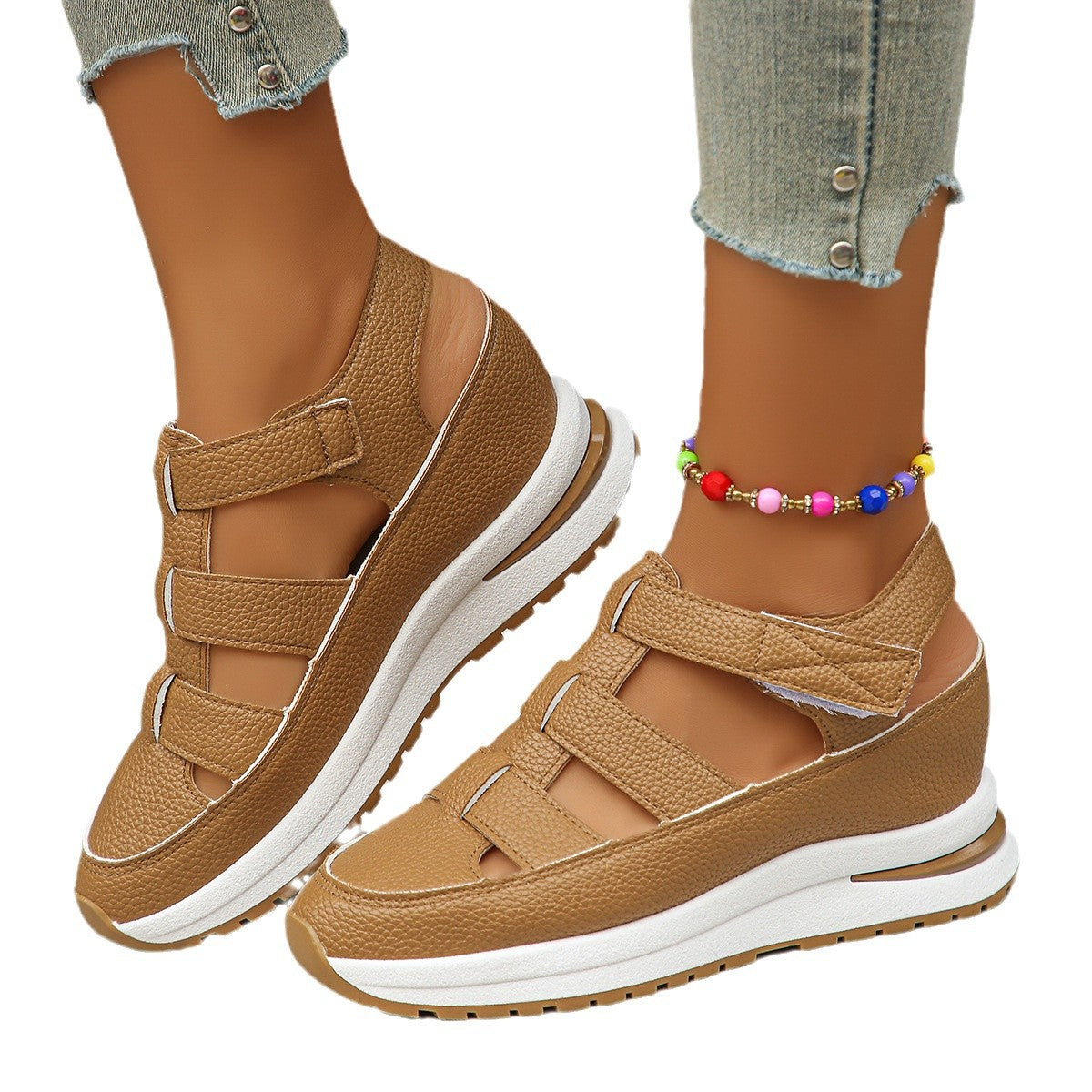 Damen Sportliche Wedge-Sandalen mit verstellbaren Riemen und rutschfester Sohle R&B
