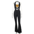 Damen Eleganter und figurbetonter Jumpsuit mit flared Hosen R&B