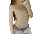 Damen Langärmliges Oberteil mit hohem Kragen und modernen Cut-Outs R&B