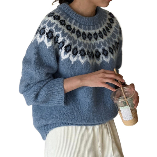 Damen Strickpullover mit traditionellem Norwegermuster R&B