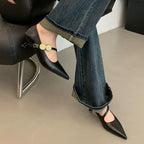 Damen elegante Sling-Pumps mit modischer Schnalle und hochwertigem Leder R&B