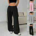 Damen Weit geschnittene Stoffhose mit elastischem Bund und komfortablem Schnitt R&B