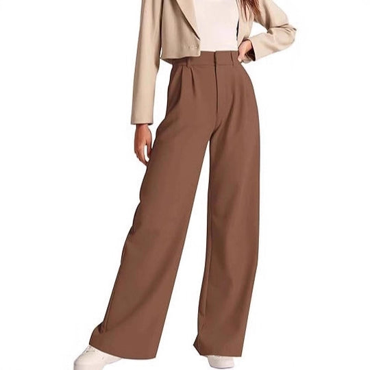 Damen weite High-Waist Hose mit Falten- und Bunddetails R&B