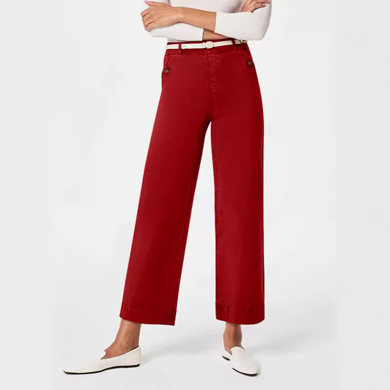 Damen Weite High-Waist Hose mit modischen Knopfdetails R&B