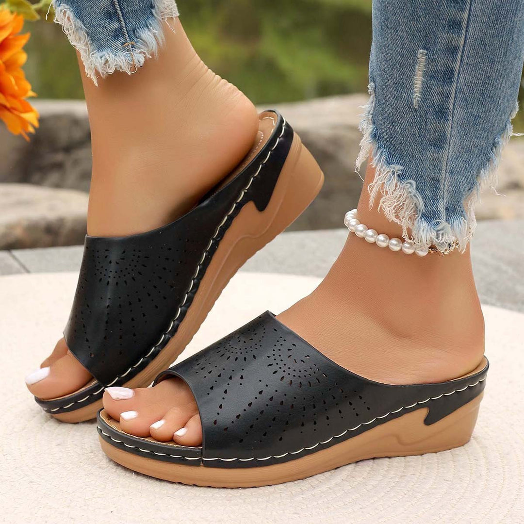 Damen Wedge-Pantoletten mit Atmungsaktivem Perforationsdesign R&B