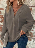 Damen lässiger Kapuzenpullover mit Knopfdetails und strukturiertem GewR&Be R&B