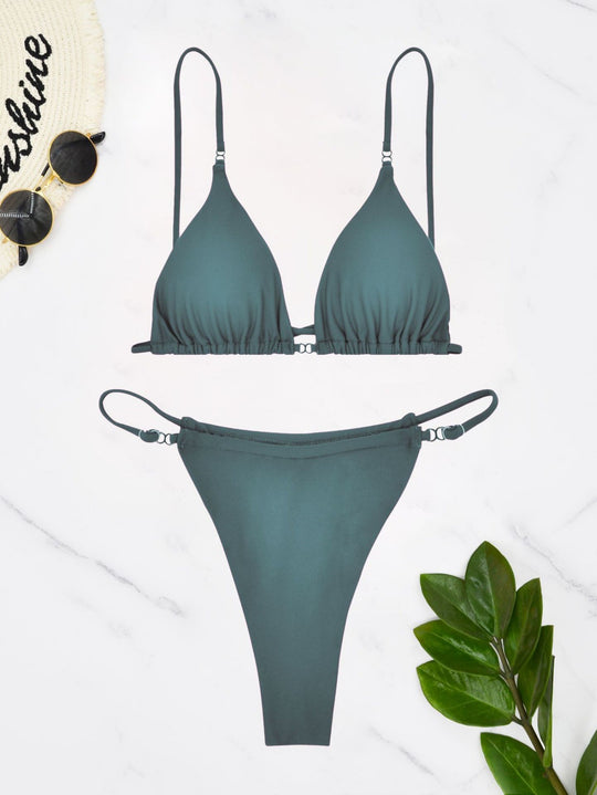 Damen Triangel-Bikini-Set mit verstellbaren Trägern und figurformender Passform R&B