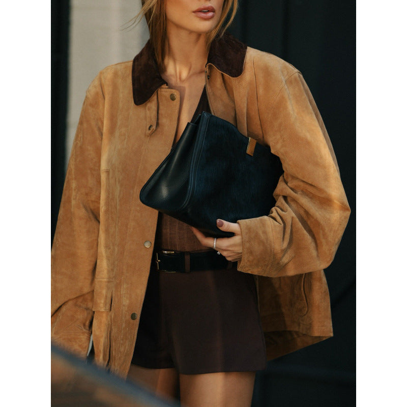 Damen Lässige Wildlederjacke R&B