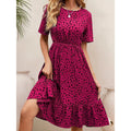 Damen Sommerliches A-Linien Kleid mit Rüschensaum und Punkten R&B