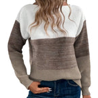 Damen Trendiger Grobstrickpullover mit modernen Farbblockdetails R&B