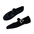 Damen Ballerina-Schuhe mit modischem Riemchen und funkelndem Schmuckdetail R&B
