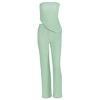 Damen eleganter Jumpsuit mit schulterfreiem Design und asymmetrischem Saum R&B