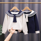 Mädchen Matrosen Sweatshirt mit stylischem Kragen R&B